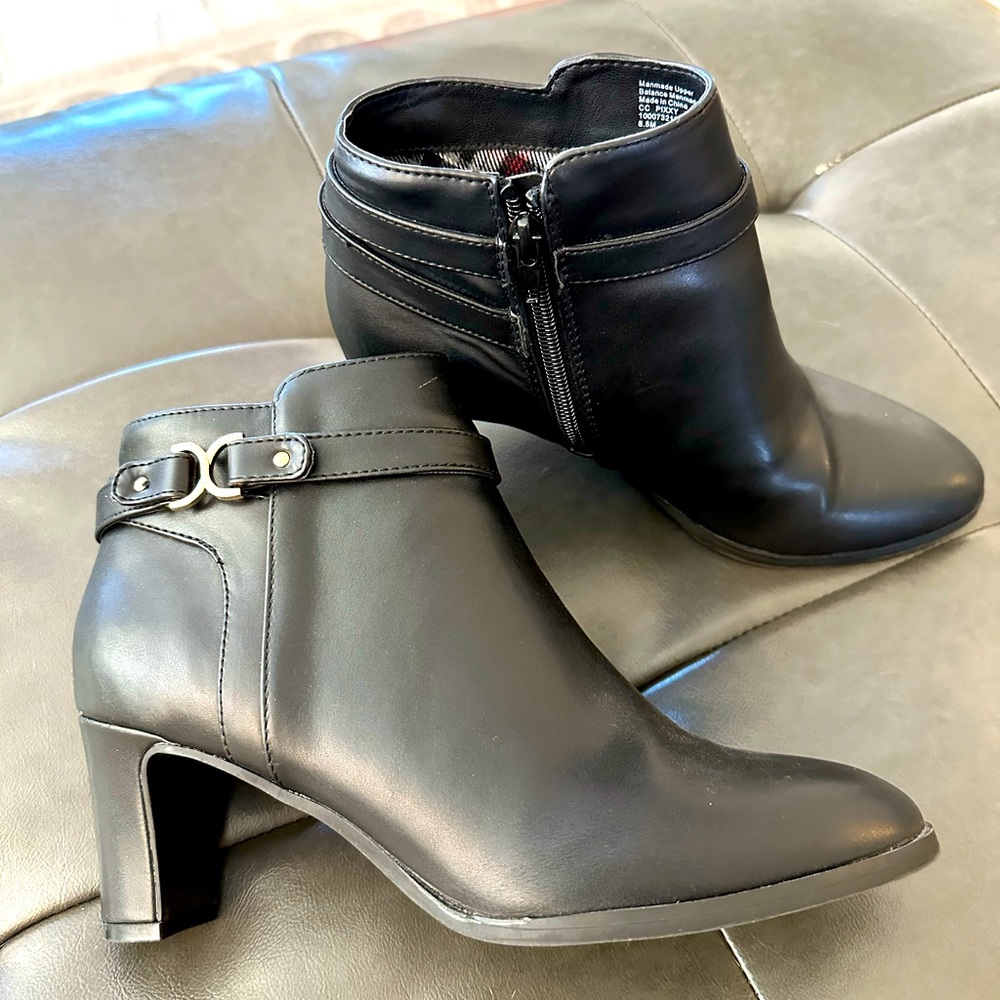 Charter club black leather booties